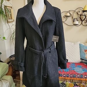 Liz Claiborne Black Textured Trench Coat
